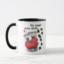 Hand-Drawn Lemur Holding Big Red Heart Mugg