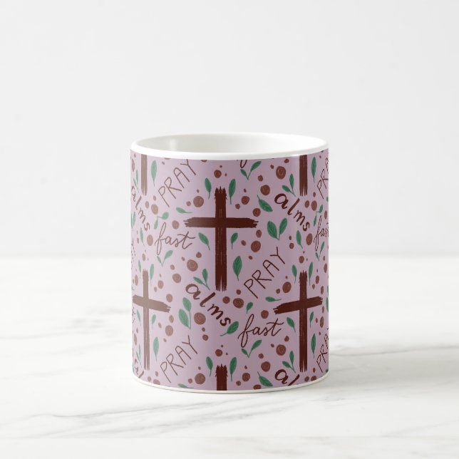 Hand-drawn Lenten Cross and Roses Mug Kaffemugg (Center)