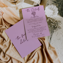 Hand Drawn Lilac Burgundy Floral Wedding Details Tilläggskort