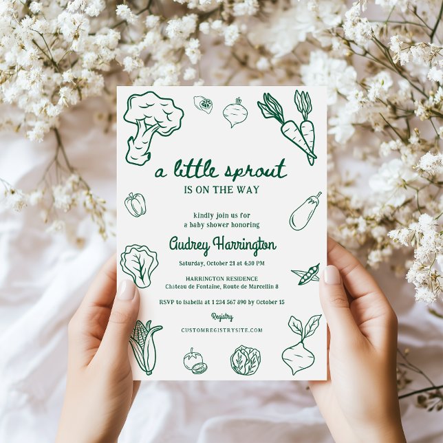 Hand Drawn Little Sprout Locally Grown Baby Shower Inbjudningar (Skapare uppladdad)