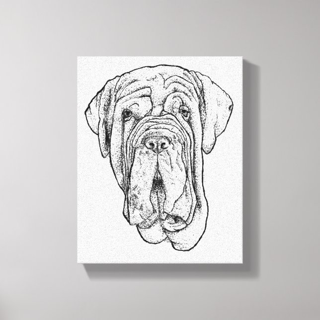 Hand-Drawn Mastiff Portrait Canvas Art (Framsida)