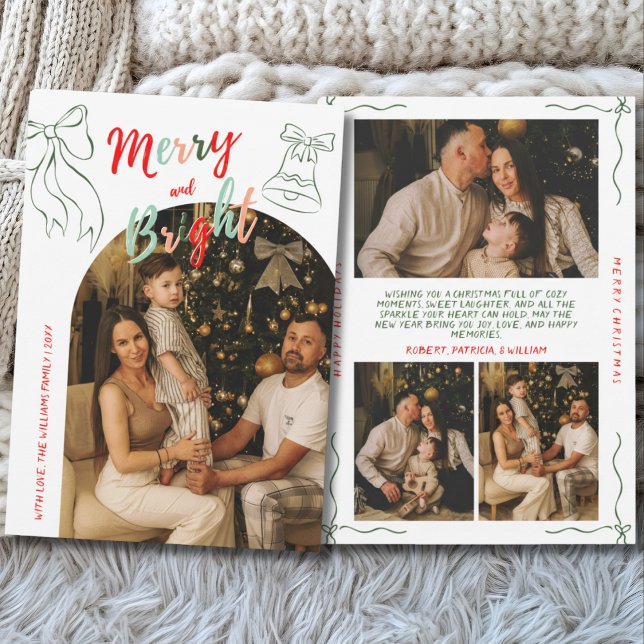 Hand Drawn Merry and Bright Arch Photo Christmas Julkort (Skapare uppladdad)
