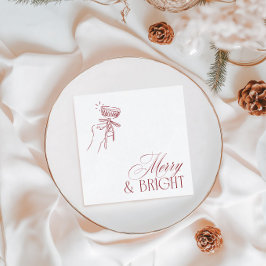 Hand Drawn Merry & Bright Christmas Holiday Party Pappersservett