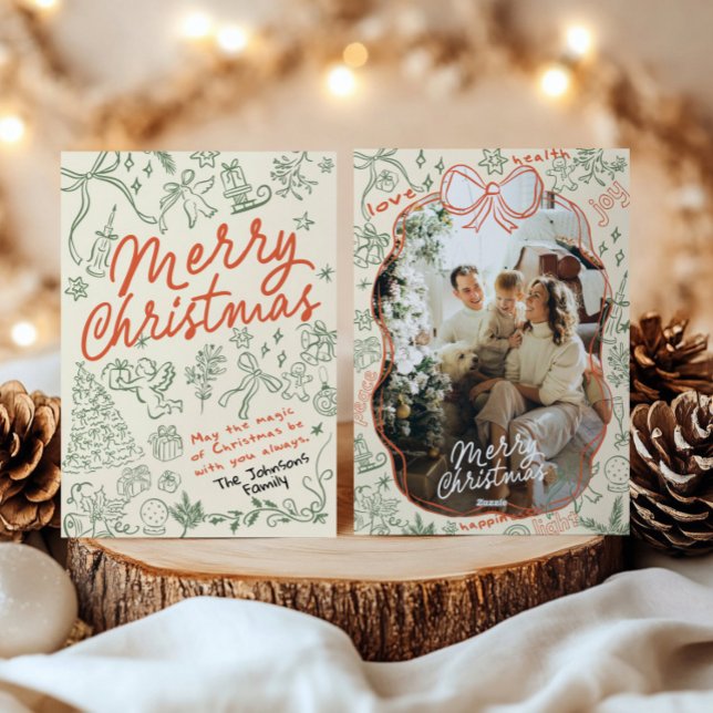 Hand Drawn Merry Christmas Card Julkort (Skapare uppladdad)