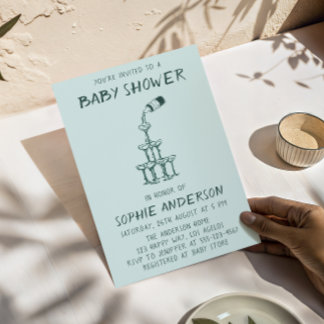 Hand Drawn Minimalist Baby Shower Party  Inbjudningar