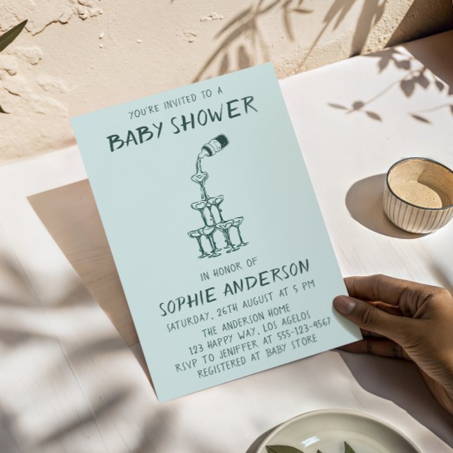 Hand Drawn Minimalist Baby Shower Party  Inbjudningar (Skapare uppladdad)