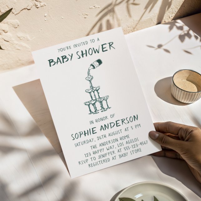 Hand Drawn Minimalist Baby Shower Party  Inbjudningar (Skapare uppladdad)