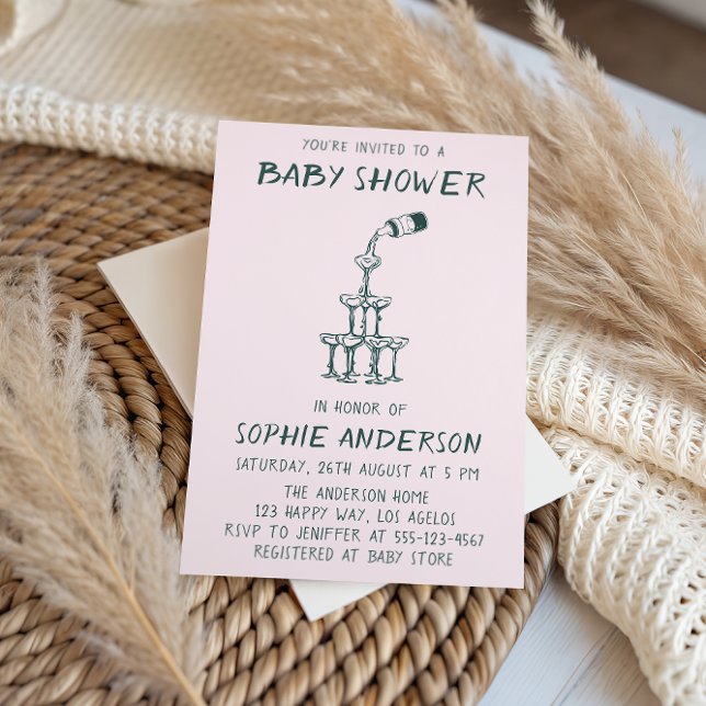 Hand Drawn Minimalist Baby Shower Party  Inbjudningar (Skapare uppladdad)