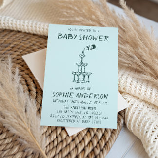 Hand Drawn Minimalist Baby Shower Party  Inbjudningar