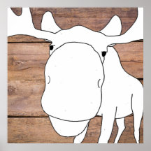 Hand-Drawn Moose Close-Up Poster