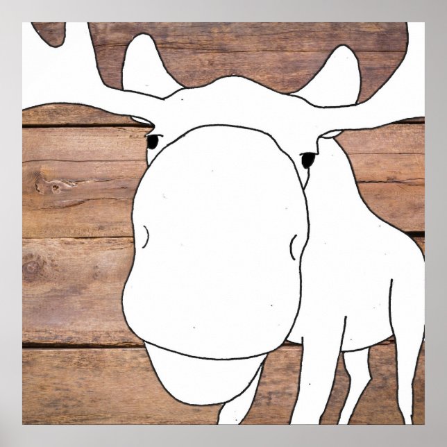 Hand-Drawn Moose Close-Up Poster (Framsidan)