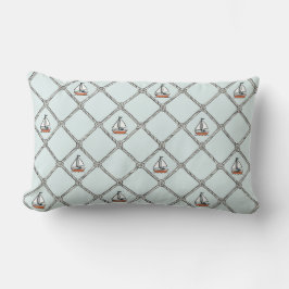Hand-Drawn Nautical Sailboat med Rope Lumbarkudde