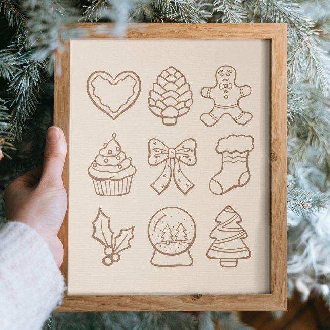 Hand Drawn Neutral Christmas Girly Boho Cottage Poster (Skapare uppladdad)