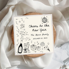 Hand Drawn New Year's Eve Party Napkins  Pappersservett