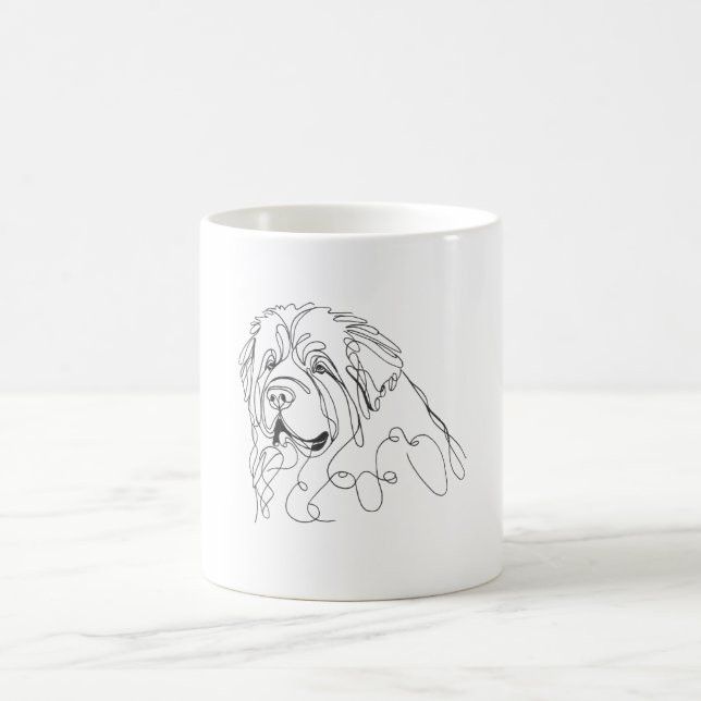 Hand Drawn Newfoundland Minimalist Line Art Kaffemugg (Center)