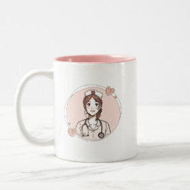 Hand Drawn Nurse Mug Personalized Gift Två-Tonad Mugg