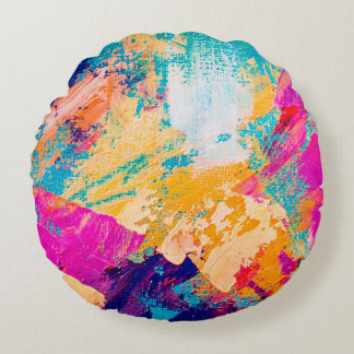 Hand drawn oil painting. Abstract art background.  Rund Kudde