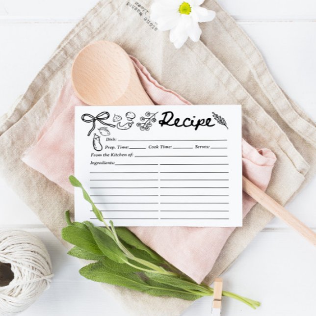 Hand Drawn Organic vegetables Recipe Card (Skapare uppladdad)