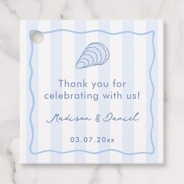 Hand Drawn Oyster Roast Couples Bridal Shower Gåvor Etiketter (Framsida)