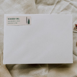 Hand Drawn Painted Abstract Christmas Tree Address Returadress Etikett