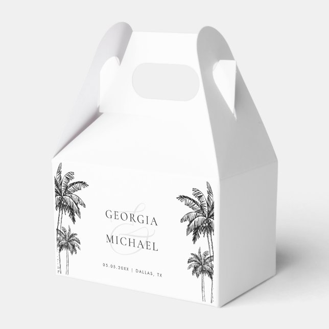 Hand Drawn Palm Trees Boho Beach Names Wedding Presentaskar (Framsidan Sidan)