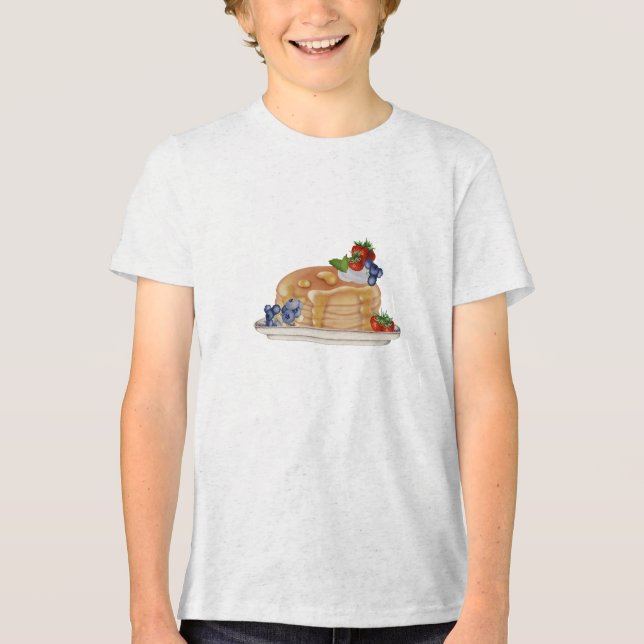 Hand Drawn Pancakes Berries Breakfast Food T Shirt (Framsida)