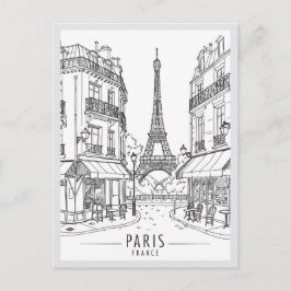 Hand drawn Paris France Scene Landmark Vykort