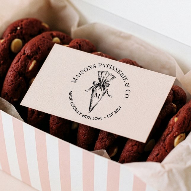 Hand Drawn Pastry Piping Bag Monogram Bakery Shop Stämpel (Hand Drawn Pastry Piping Bag Monogram Bakery Shop Rubber Stamp)