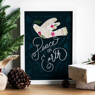 Hand Drawn Peace on Earth Dove Poster