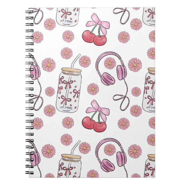 Hand-drawn Pink Girly Elements Seamless Pattern Anteckningsbok (Framsidan)