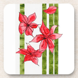 HAND DRAWN POINSETTA COASTER UNDERLÄGG