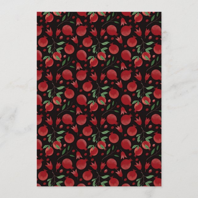 Hand-drawn Pomegranate Fruits Seamless Pattern Inbjudningar (Framsida)