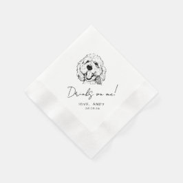 Hand Drawn Poodle Drinks on me Cocktail Pappersservett