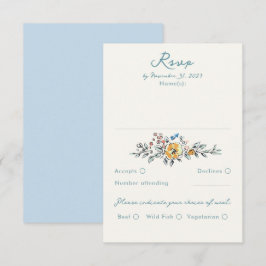 Hand Drawn Quirky Funky Wedding RSVP Card OSA Kort