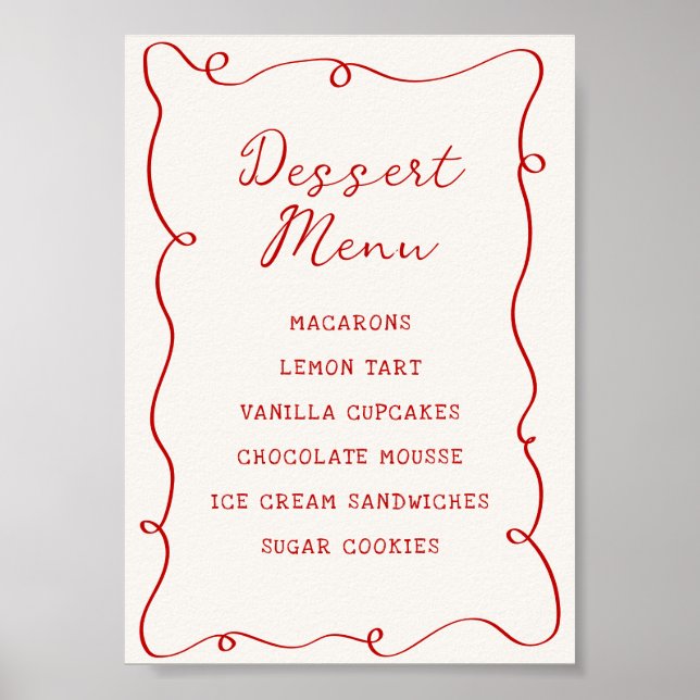 Hand Drawn Red Frame Dessert Menu Poster (Framsidan)