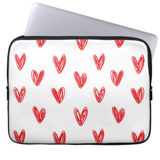 Hand Drawn Red Hearts Pattern – Minimal Valentine Laptop Fodral