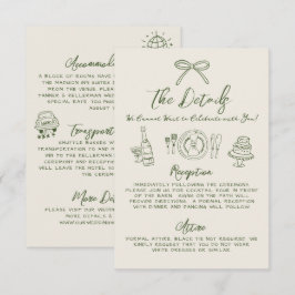Hand Drawn Retro Wedding Details Tilläggskort