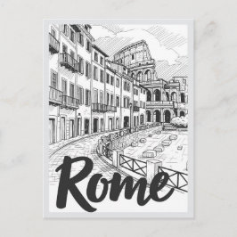 Hand drawn Rome Italy Scene Landmark Vykort