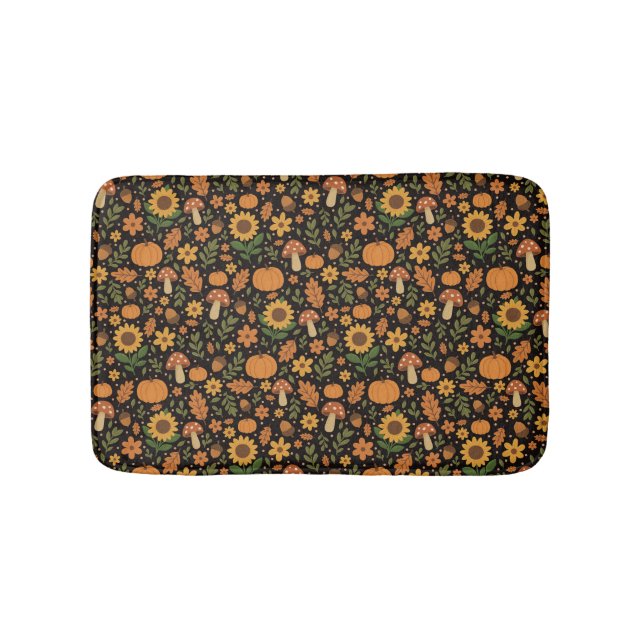 Hand Drawn Rustic Fall Pattern Bath Mat Badrumsmatta (Framsidan)
