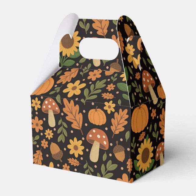 Hand Drawn Rustic Fall Pattern Favor Box Presentaskar (Framsidan Sidan)