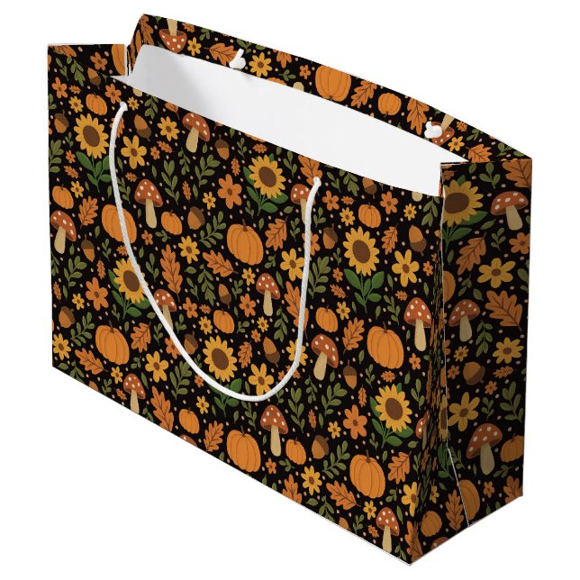 Hand Drawn Rustic Fall Pattern Large Gift Bag (Baksidan Vinklad)