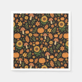 Hand Drawn Rustic Fall Pattern Napkins Pappersservett