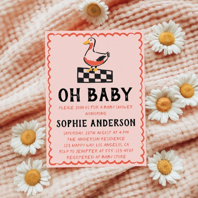 Hand Drawn Rustic Goose Oh Baby Shower Inbjudningar (Skapare uppladdad)