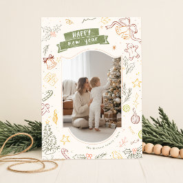 Hand Drawn Scribble Doodle Family Photo Christmas Julkort