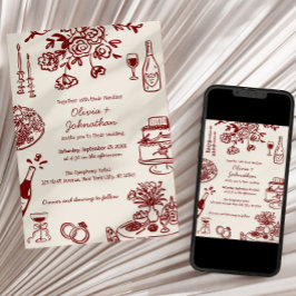 Hand Drawn Scribbles/Doodles Wedding Invitation Inbjudningar