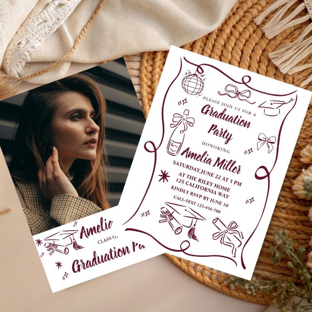 Hand Drawn Senior Graduation Invitation Template, Inbjudningar (Skapare uppladdad)