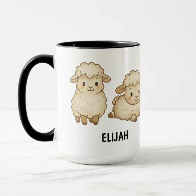 Hand Drawn Sheep Custom Cute Mugg (Vänster)