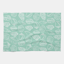 Hand-drawn Shell Patterned Kitchen Towel Kökshandduk