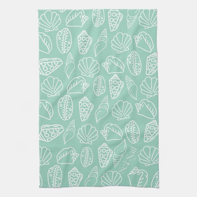 Hand-drawn Shell Patterned Kitchen Towel Kökshandduk (Vertikal)