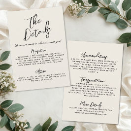 Hand Drawn Simple Vintage Wedding Details Tilläggskort